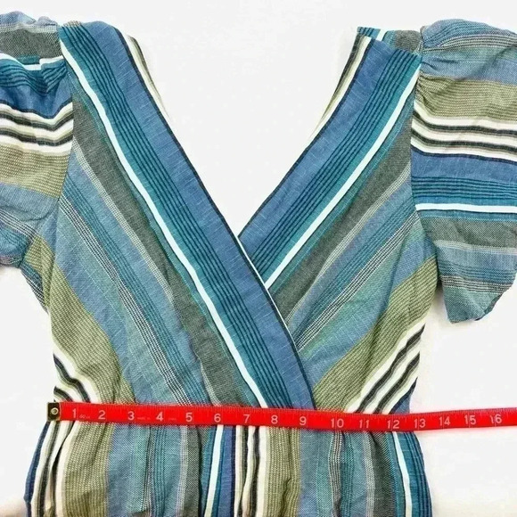 TRIXXI Rayon Striped V-Neck Tie Waist Open Back Mini Shorts Romper Size S - Picture 14 of 15